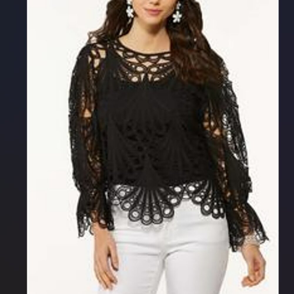Black Battenburg Lace top and cami  NWT  Size L